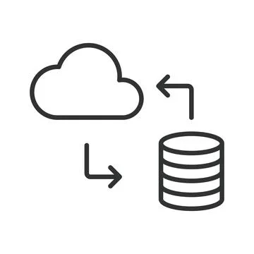Data transfer to and from cloud, icon in line design. Data, transfer, cloud Illustrazione stock