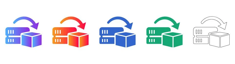 Data Transfer and Server Storage Movement Icons Stock Illustration