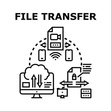 Data transfer and sharing between devices illustration Stock Illustration