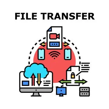 Data transfer and sharing between devices illustration Stock Illustration
