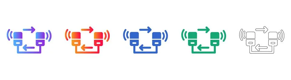 Data Transfer and Synchronization Icon Set Illustrazione stock