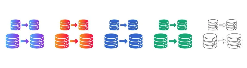 Data Transfer and Synchronization Icons 스톡 일러스트