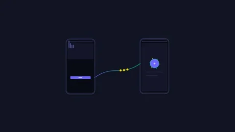 Data Transfer Animation Mobile Sync Connection with Moving Dots and Loading UI Video stock 337542844