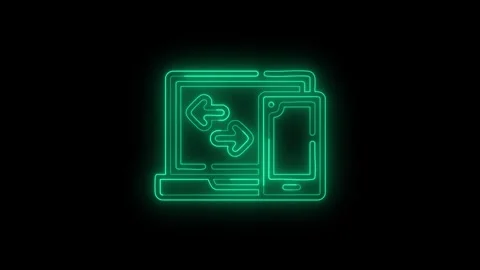 Data transfer between devices neon icon 库存影片 330759675