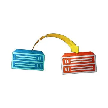 Data transfer between servers illustration Stock Illustration