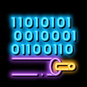 Data transfer cable neon glow icon illustration Stock Illustration
