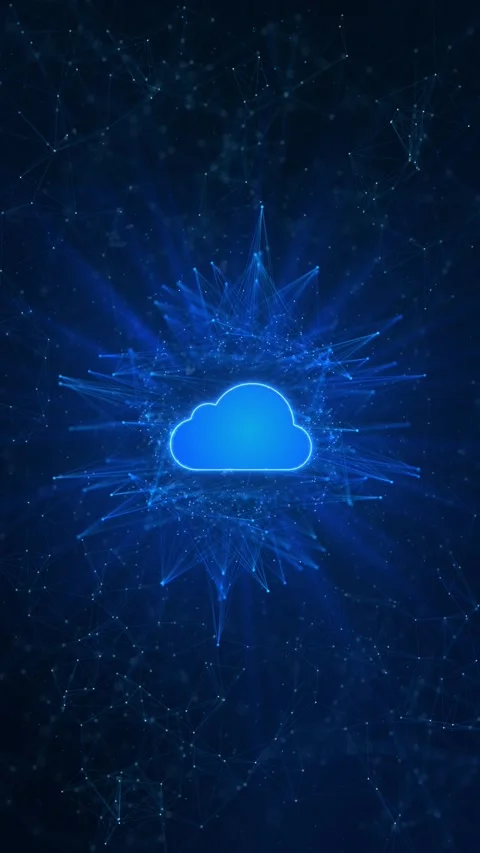 Data transfer on cloud and cloud computing network Digital Cloud Computing Cyber 스톡 동영상 341894908