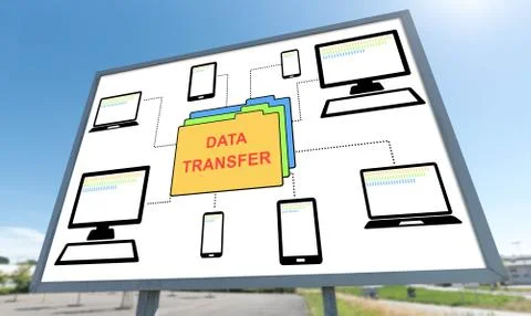 Data transfer concept on a billboard Stock Photos
