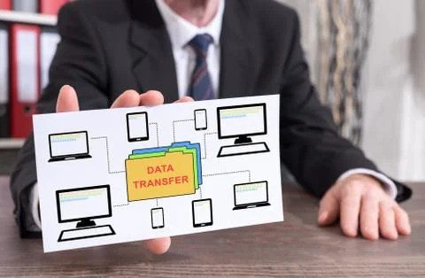 Data transfer concept on an index card Stock Photos