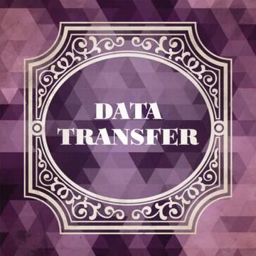 Data Transfer Concept. Purple Vintage design. Illustrazione stock