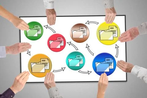Data transfer concept on a whiteboard Stock-Fotos