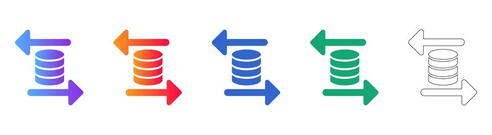 Data Transfer Database Icons 스톡 일러스트