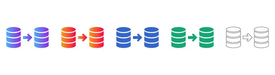 Data Transfer Database Server Icons 스톡 일러스트