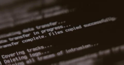 Data transfer, deleting all traces of intrusion, hacking concept Stock Footage 323370014