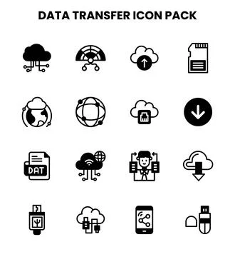Data Transfer DuoTone Bundle Icons Pack Stock Illustration