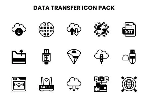 Data Transfer DuoTone Design Icons Pack Stock Illustration