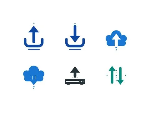 Data Transfer Element Cloud Upload Download Vector Symbols Commercial Visua.. Stock Illustration