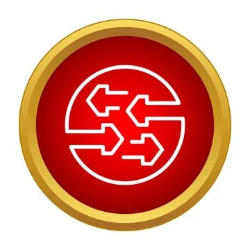 Data transfer exchange arrows in red circle icon Stock Illustration