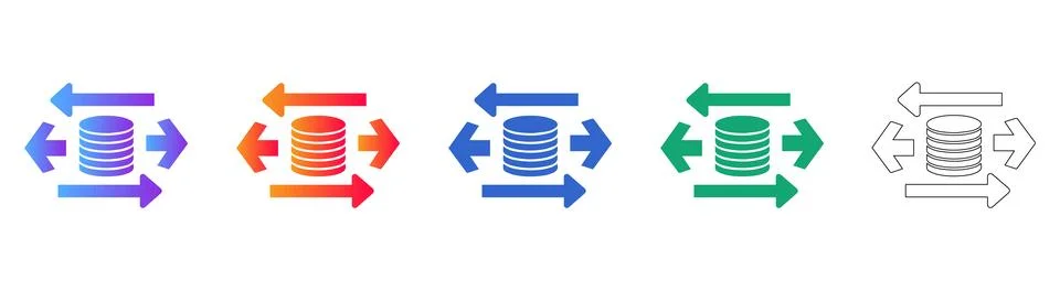 Data Transfer Exchange Icon Set Illustrazione stock