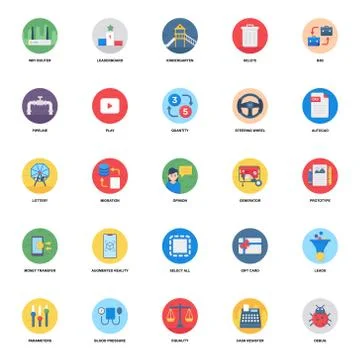 Data Transfer Flat Icons Pack Illustrazione stock