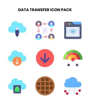 Data Transfer Flat Icons Pack Stock Illustration