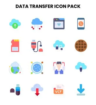 Data Transfer Flat UI Icons Pack 스톡 일러스트