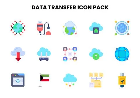 Data Transfer Flat UI Icons Pack イラスト素材