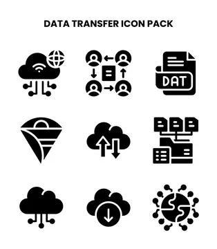Data Transfer Glyph Graphics Icons Pack 库存插图