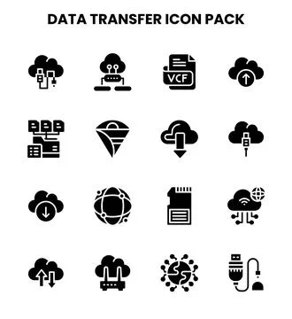 Data Transfer Glyph UI Icons Pack Stock Illustration