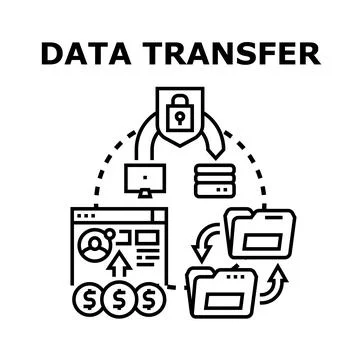 Data transfer icon concept secure information exchange Stockillustratie