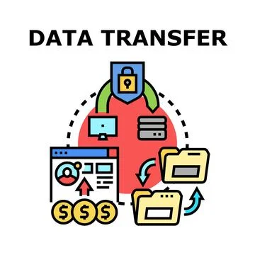 Data transfer icon concept secure information exchange Stock Illustration