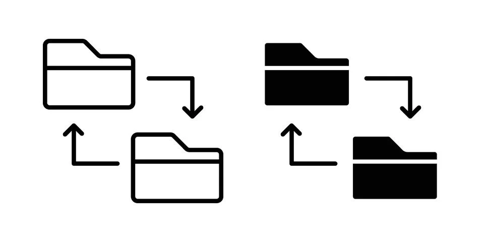 Data transfer icon. Outline, flat icons Stock Illustration