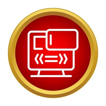 Data transfer icon showing computer screen arrows Stock Illustration