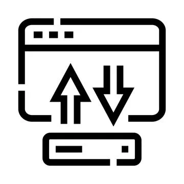 Data transfer icon showing upload download process Stockillustratie