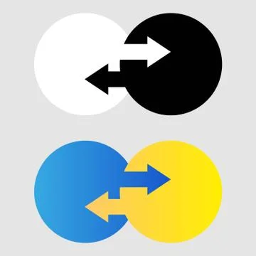 Data transfer icon. Two transfer arrows in circle. Black and white and gradie Stock Illustration