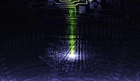 Data transfer. The Internet. The chip in action. Organization of work Big DAT Illustrazione stock