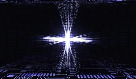 Data transfer. The Internet. The chip in action. Organization of work Big DAT Stock Illustration