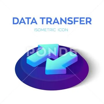 Data Transfer Isometric Icon. 3D Isometric Download Upload Arrows. Created Fo Stock Illustration