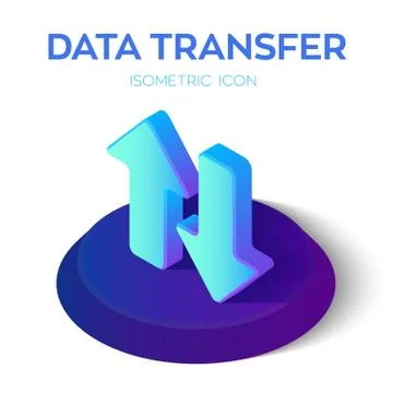 Data Transfer Isometric Icon. 3D Isometric Download Upload Arrows. Created Fo Stock Illustration