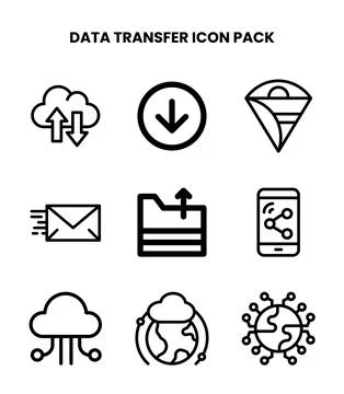 Data Transfer Line Bundle Icons Pack Illustrazione stock