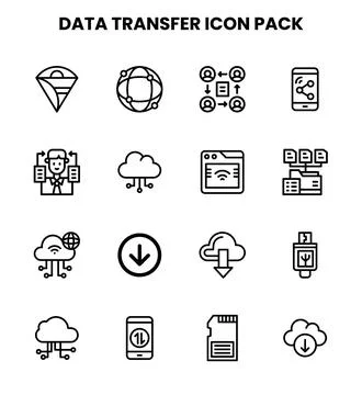 Data Transfer Line Scalable Icons Pack 스톡 일러스트