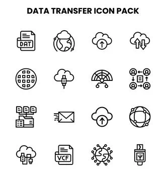 Data Transfer Line Scalable Icons Pack Illustrazione stock