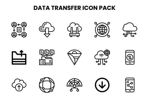 Data Transfer Line Set Icons Pack Stock Illustration