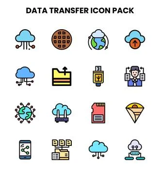 Data Transfer Lineal Color Scalable Icons Pack Stock Illustration