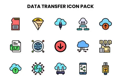 Data Transfer Lineal Color Scalable Icons Pack Stock Illustration