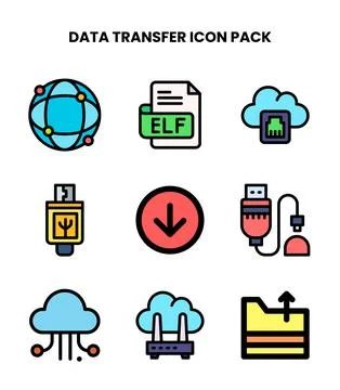 Data Transfer Lineal Color Scalable Icons Pack Stock-Illustration