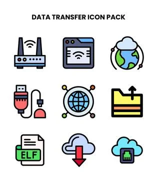 Data Transfer Lineal Color UI Icons Pack 스톡 일러스트