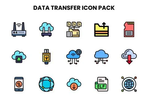 Data Transfer Lineal Color Vector Icons Pack Stock Illustration