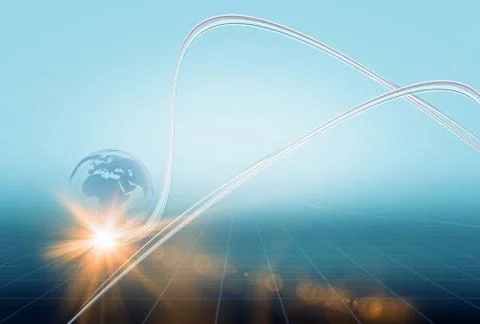 Data transfer lines moving fast around the earth globe Concept Series 스톡 일러스트