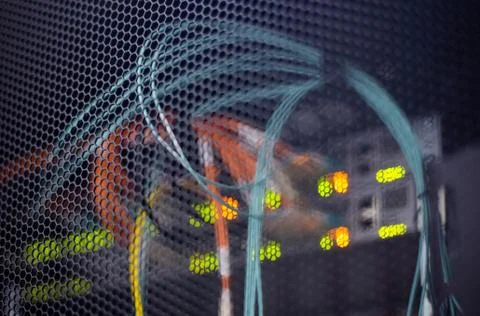 Data transfer optical fibre information technology. Rack Stock Photos